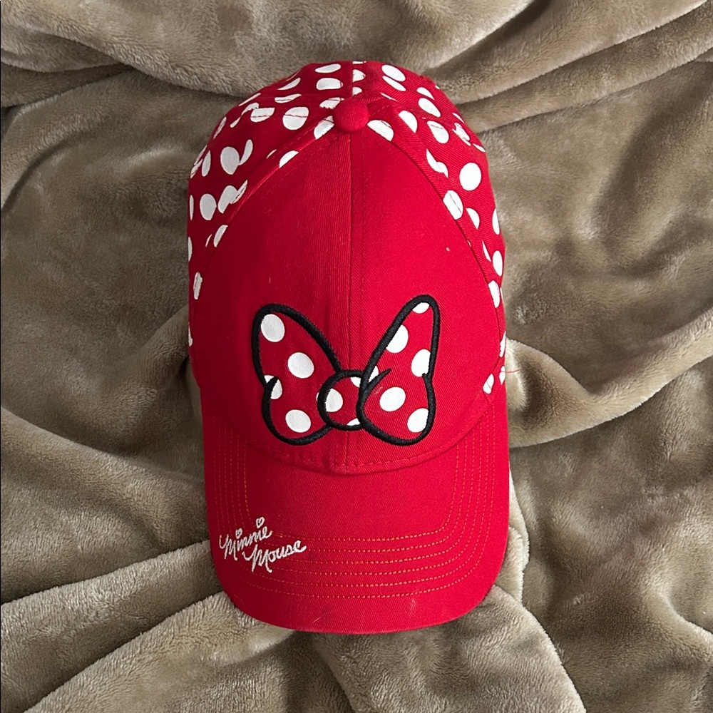 Disney Red Minnie Mouse Polka Dot Bow Baseball Cap